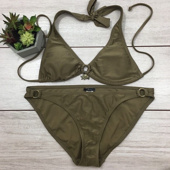 Old Navy Other - Old Navy Seashell Charm Olive Green Bikini Set